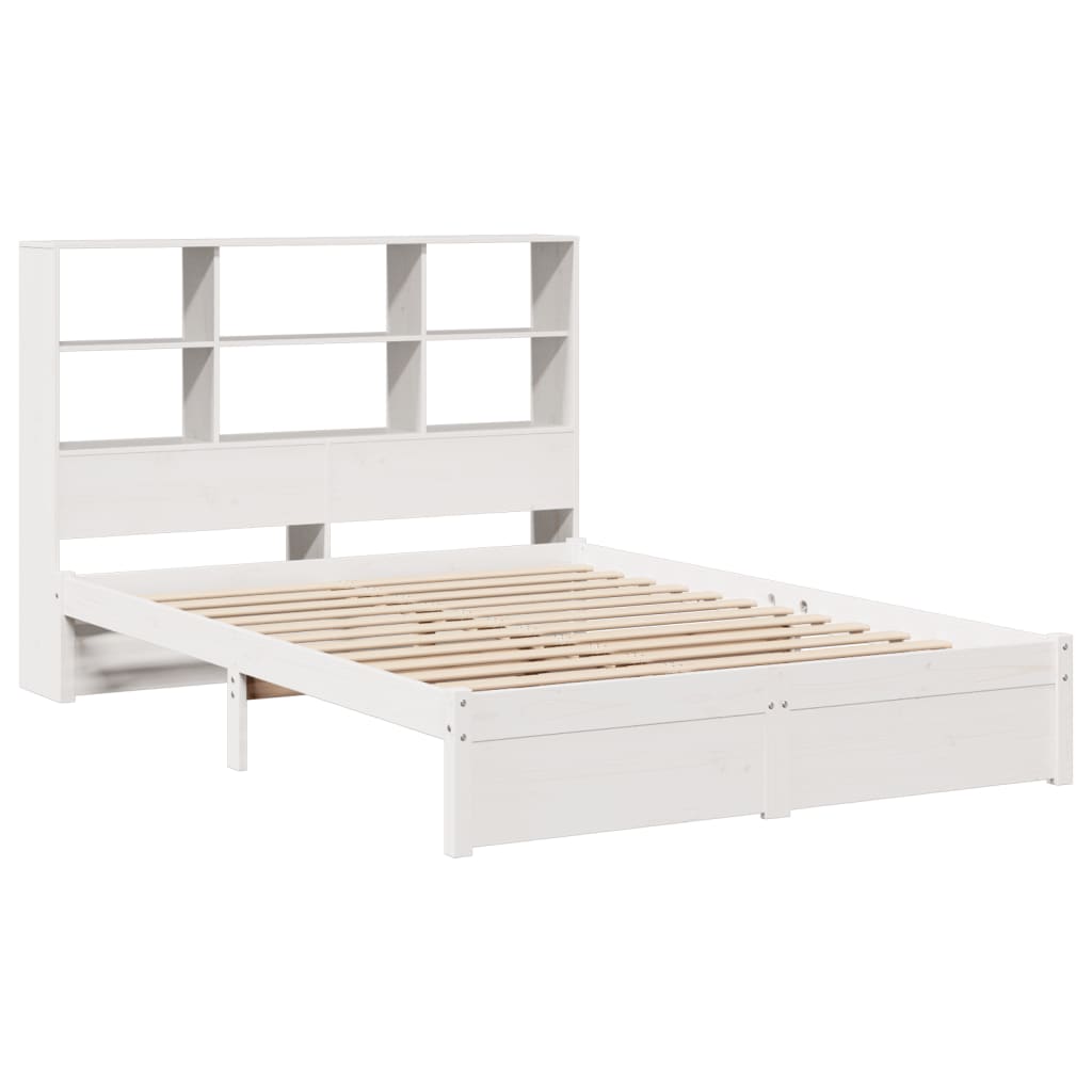 Letto Libreria senza Materasso Bianco 140x190 cm Legno di Pino - homemem39