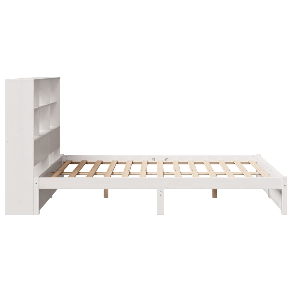 Letto Libreria senza Materasso Bianco 140x190 cm Legno di Pino - homemem39