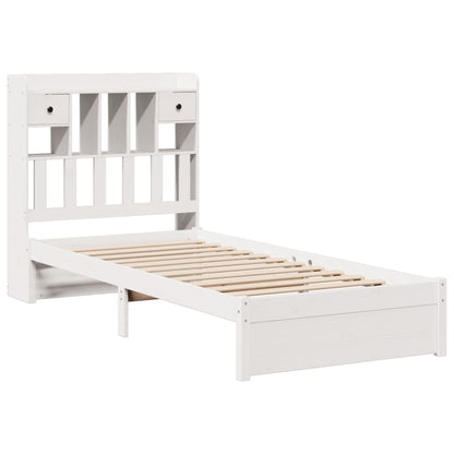 Letto Libreria senza Materasso Bianco 90x190 cm Massello Pino - homemem39