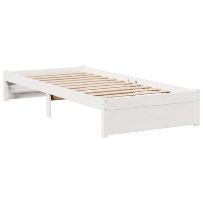 Letto Libreria senza Materasso Bianco 90x190 cm Massello Pino - homemem39