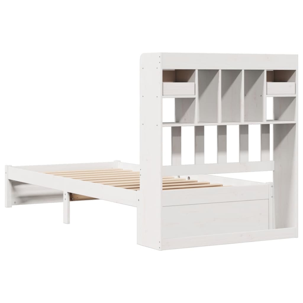 Letto Libreria senza Materasso Bianco 90x190 cm Massello Pino - homemem39