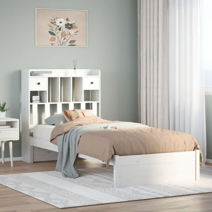 Letto Libreria senza Materasso Bianco 90x190 cm Massello Pino - homemem39