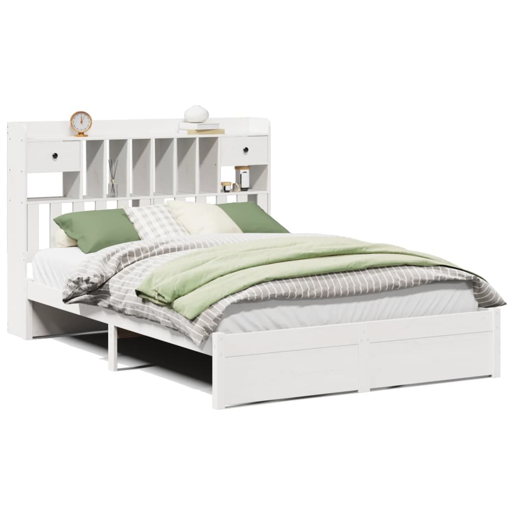 Letto Libreria senza Materasso Bianco 140x190 cm Legno di Pino - homemem39