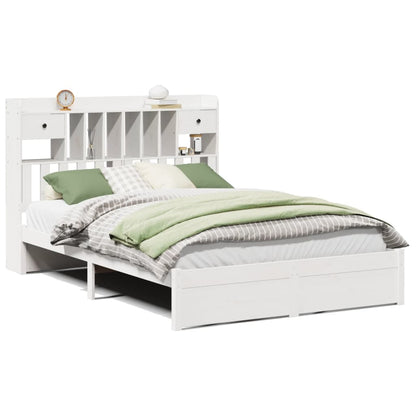 Letto Libreria senza Materasso Bianco 140x190 cm Legno di Pino - homemem39