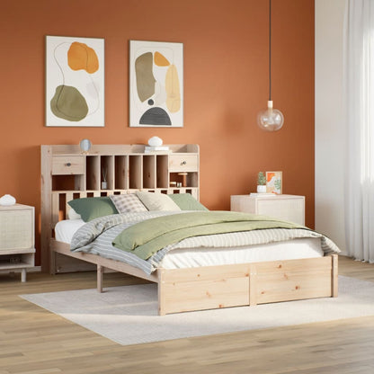 Letto Libreria senza Materasso 140x200 cm in Legno di Pino - homemem39