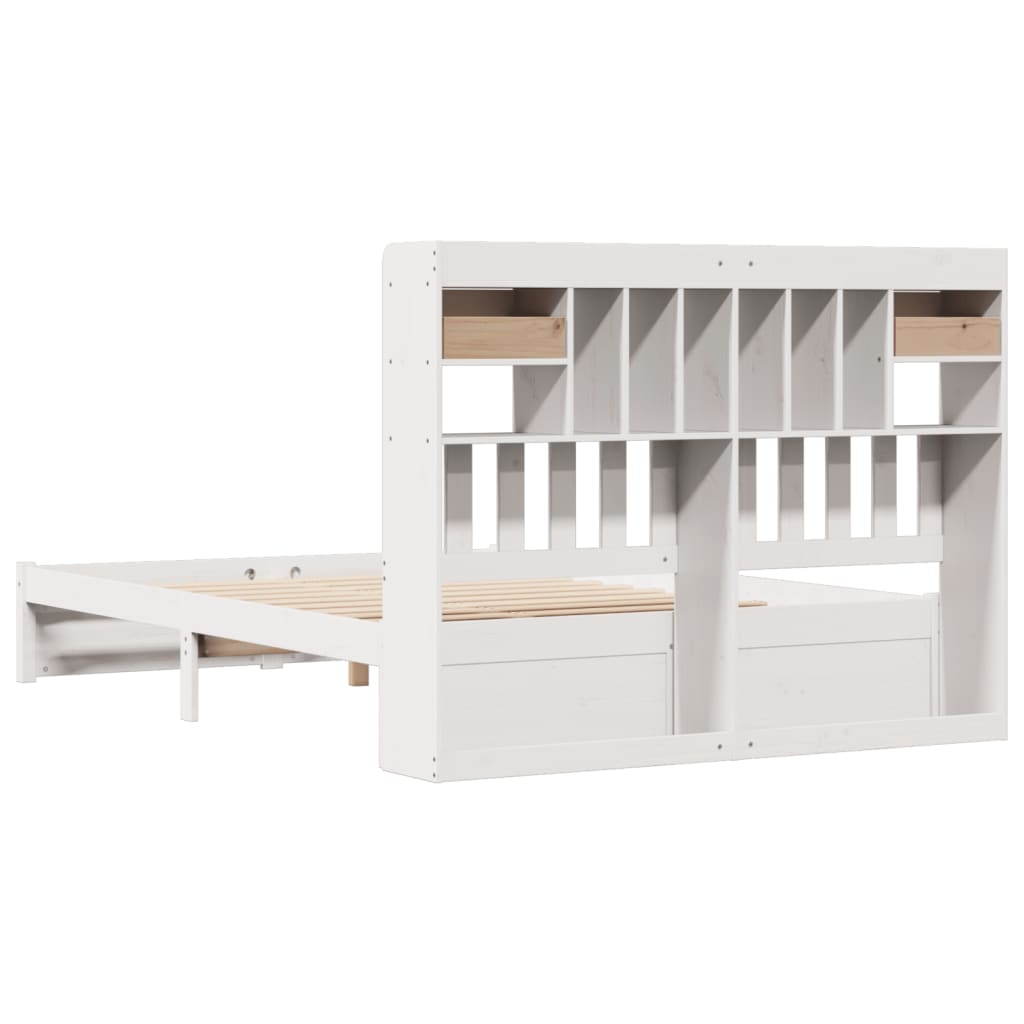 Letto Libreria senza Materasso Bianco 140x200 cm Legno di Pino - homemem39