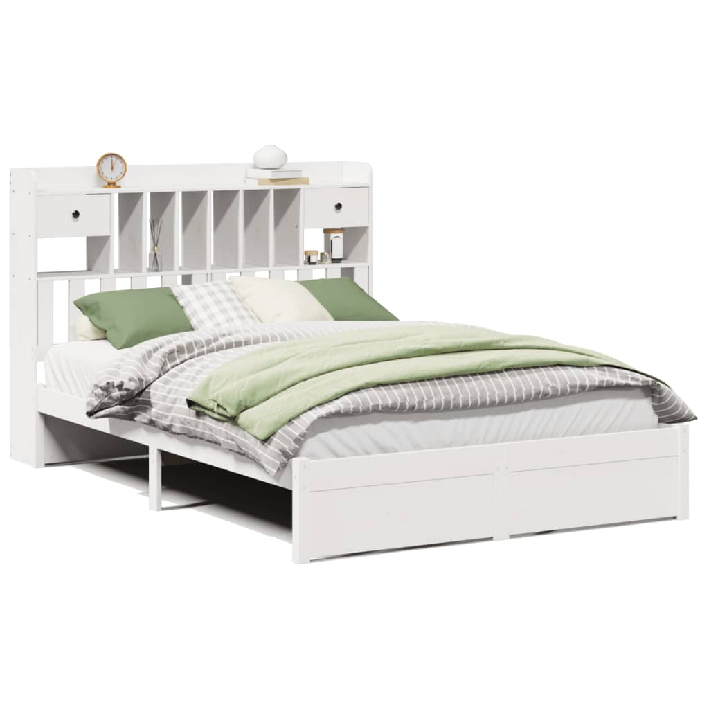 Letto Libreria senza Materasso Bianco 160x200 cm Legno di Pino - homemem39