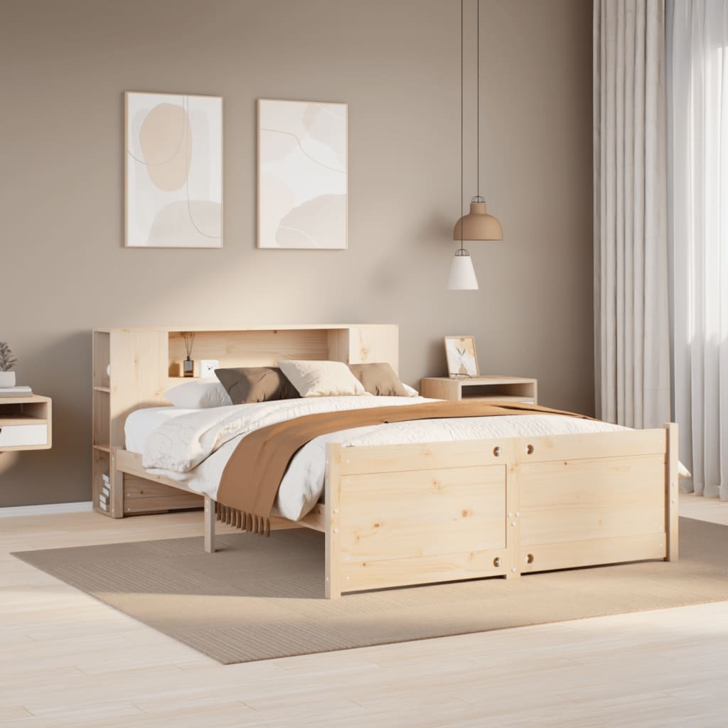 Letto Libreria senza Materasso 135x190 cm in Legno di Pino - homemem39