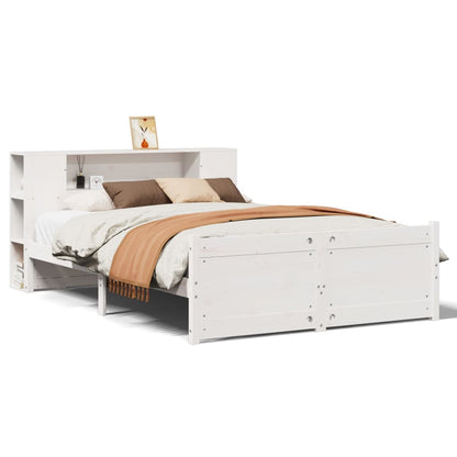 Letto Libreria senza Materasso Bianco 135x190 cm Legno di Pino