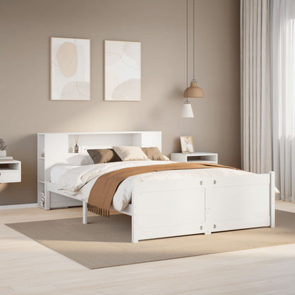 Letto Libreria senza Materasso Bianco 135x190 cm Legno di Pino