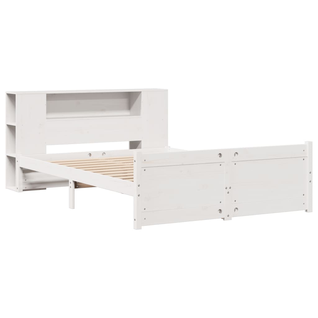 Letto Libreria senza Materasso Bianco 140x190 cm Legno di Pino | homemem39
