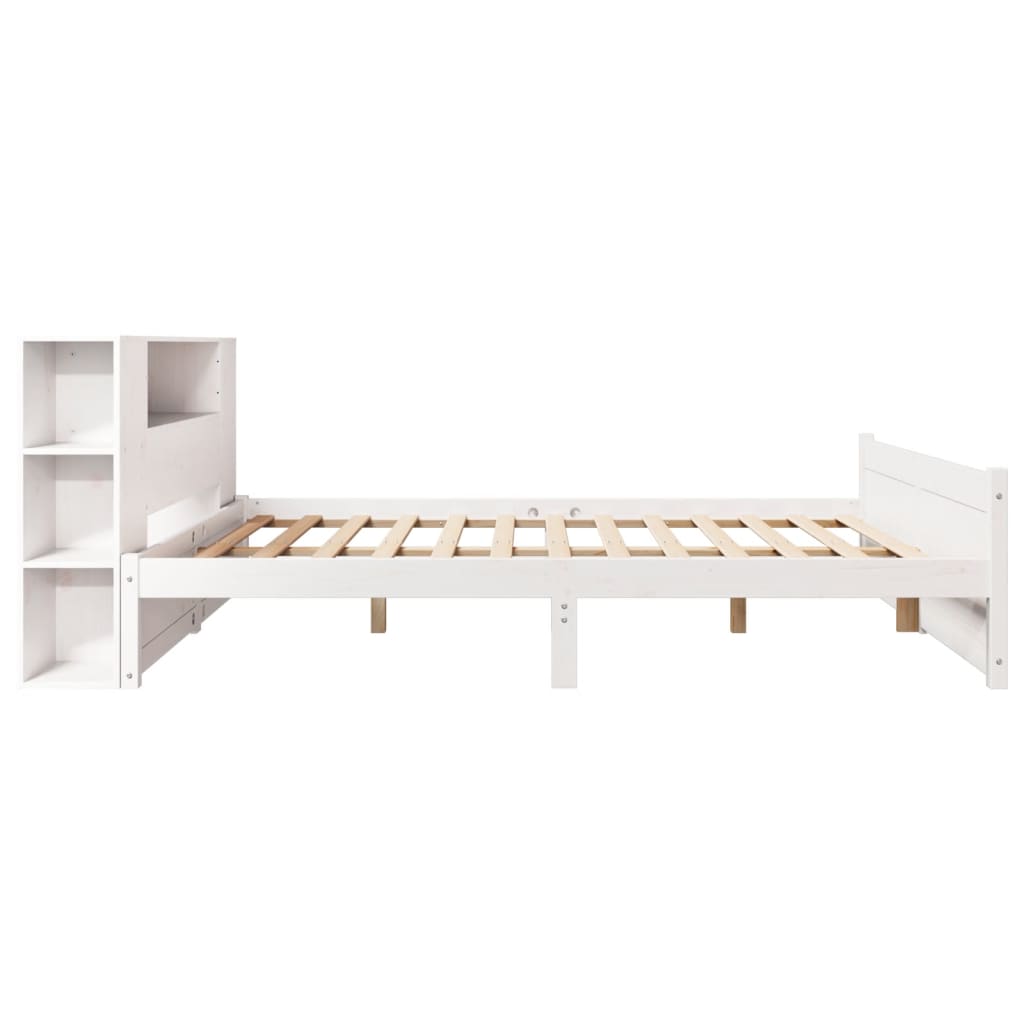 Letto Libreria senza Materasso Bianco 140x190 cm Legno di Pino | homemem39