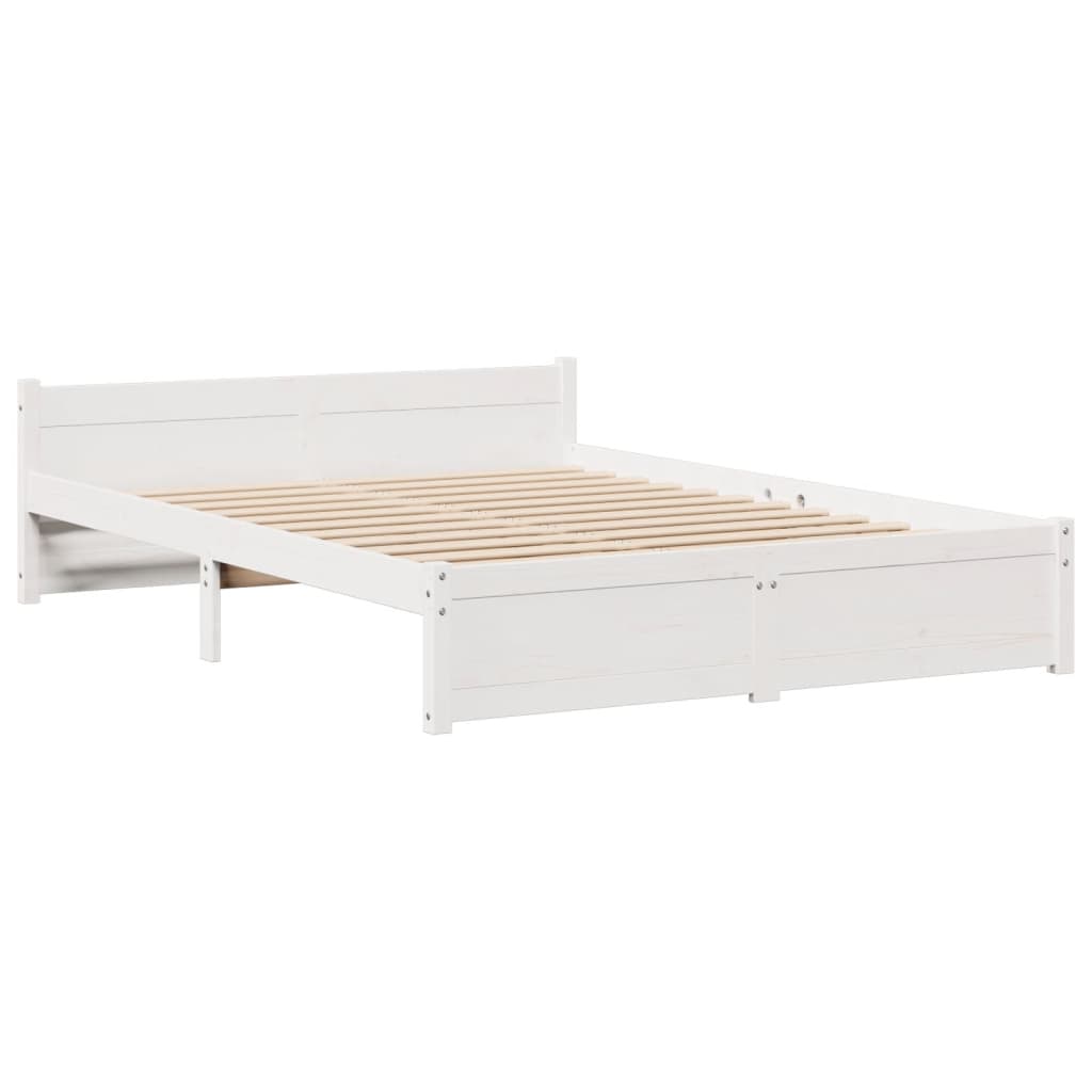 Letto Libreria senza Materasso Bianco 140x190 cm Legno di Pino | homemem39