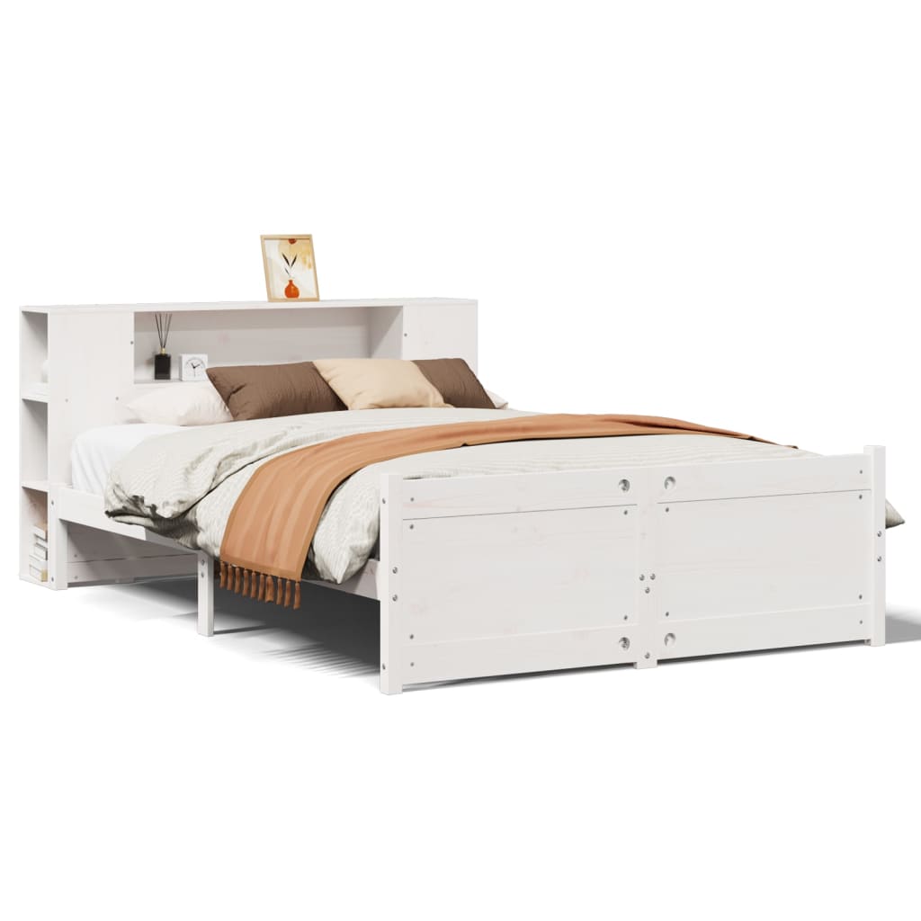 Letto Libreria senza Materasso Bianco 160x200 cm Legno di Pino