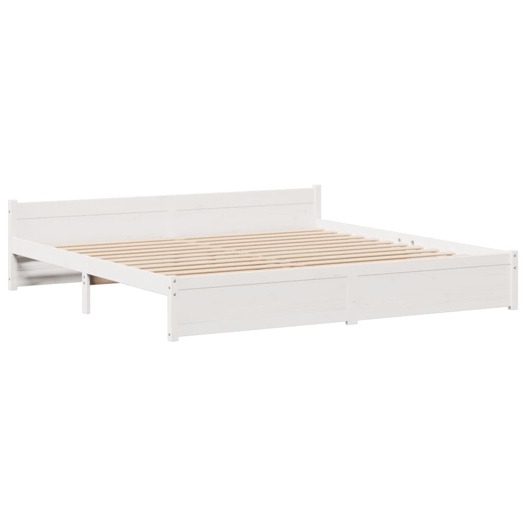 Letto Libreria senza Materasso Bianco 200x200 cm Legno di Pino