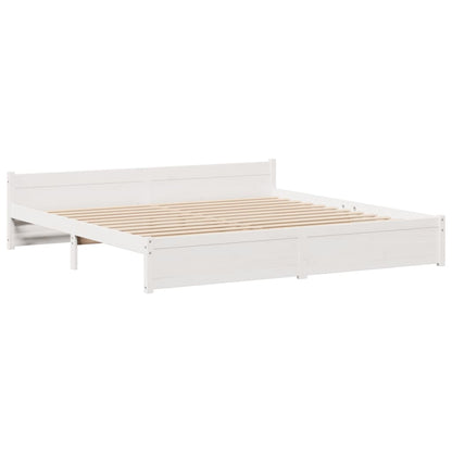 Letto Libreria senza Materasso Bianco 200x200 cm Legno di Pino