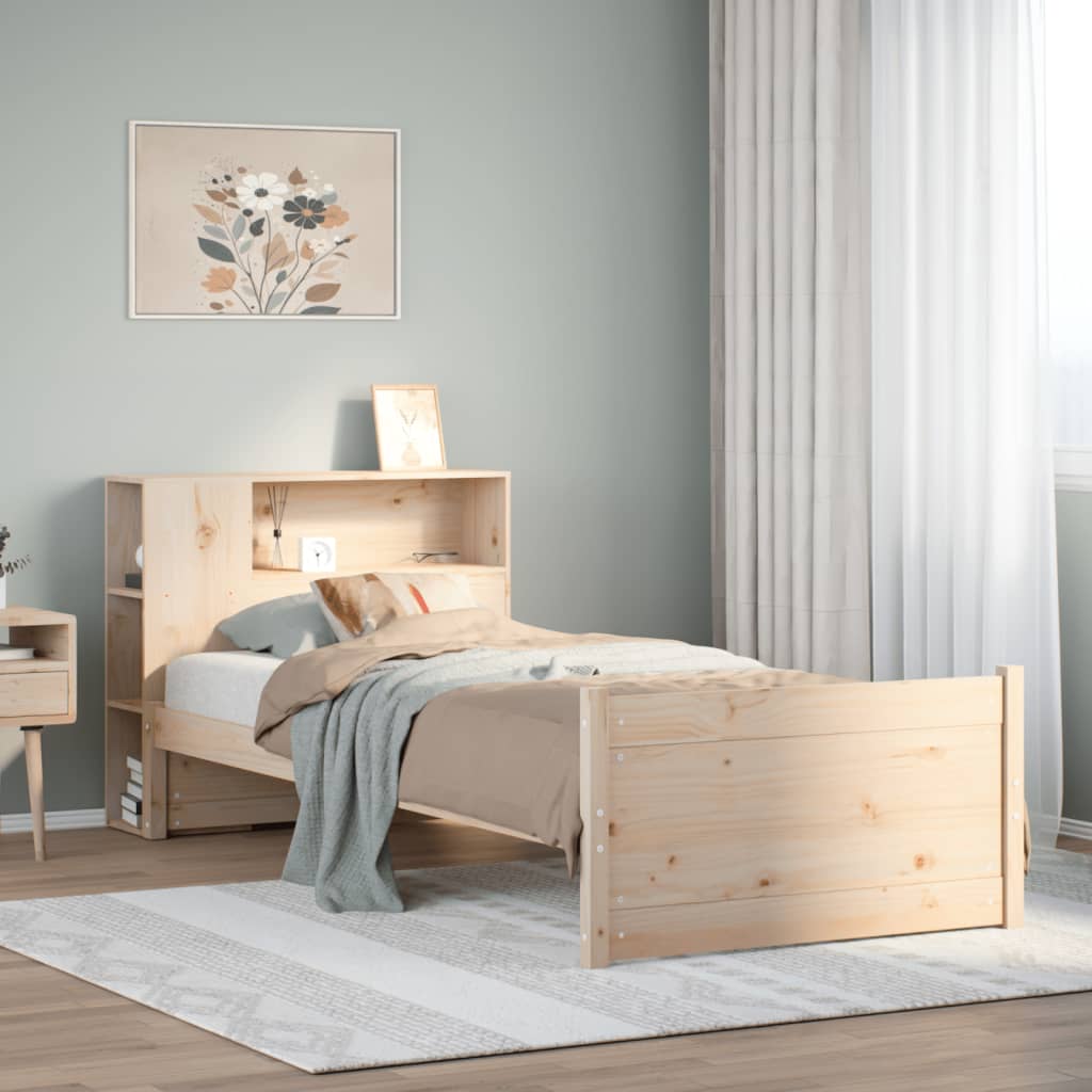Letto Libreria senza Materasso 90x190 cm Legno Massello Pino - homemem39