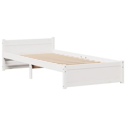Letto Libreria senza Materasso Bianca 90x200 cm Legno di Pino