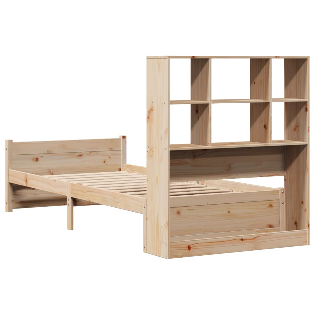 Giroletto con Libreria senza Materasso 75x190 cm in Legno Pino