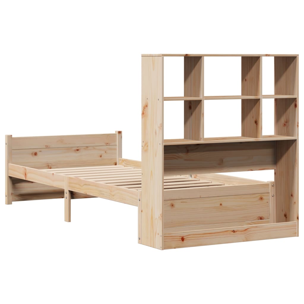 Letto Libreria senza Materasso 90x190 cm Legno Massello Pino