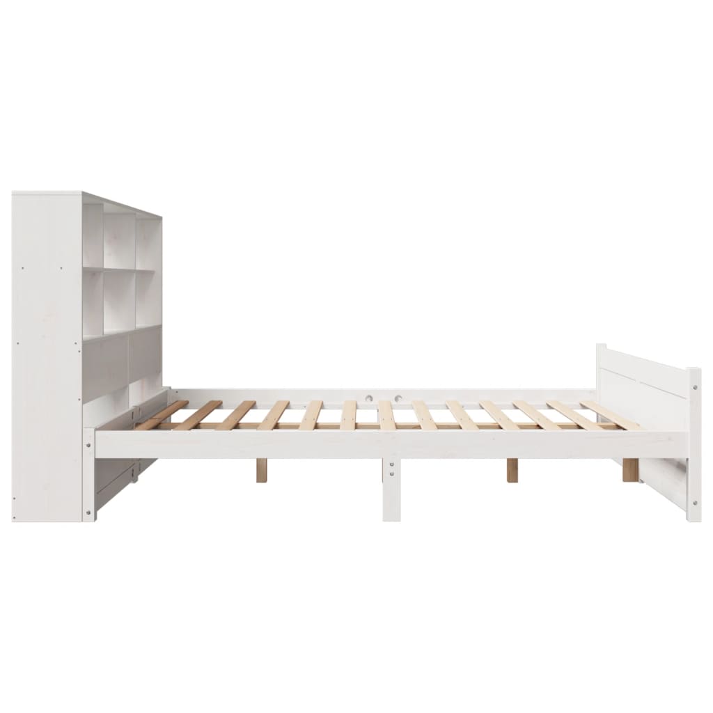 Letto Libreria senza Materasso Bianco 135x190 cm Legno di Pino