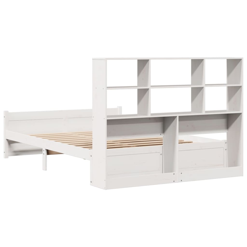 Letto Libreria senza Materasso Bianco 135x190 cm Legno di Pino