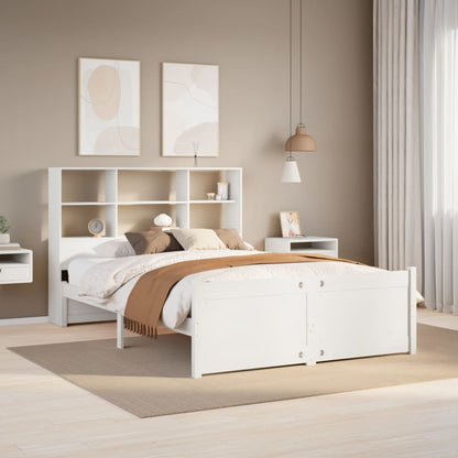 Letto Libreria senza Materasso Bianco 135x190 cm Legno di Pino