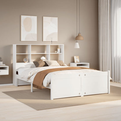 Letto Libreria senza Materasso Bianco 140x190 cm Legno di Pino