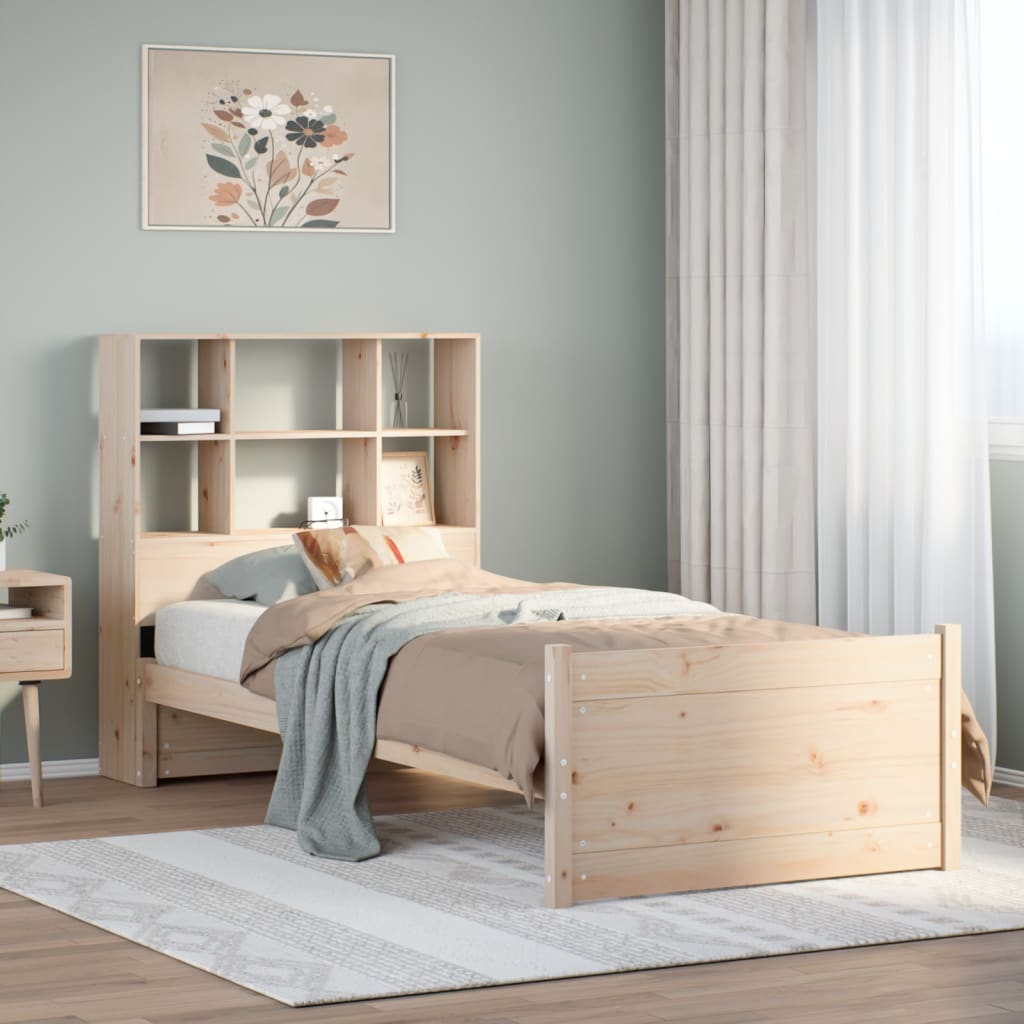 Letto Libreria senza Materasso 90x200 cm Legno Massello Pino - homemem39