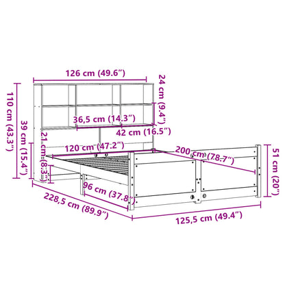 Letto Libreria senza Materasso 120x200cm Legno Massello di Pino