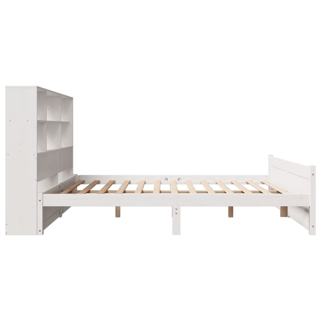 Letto Libreria senza Materasso Bianco 140x200 cm Legno di Pino