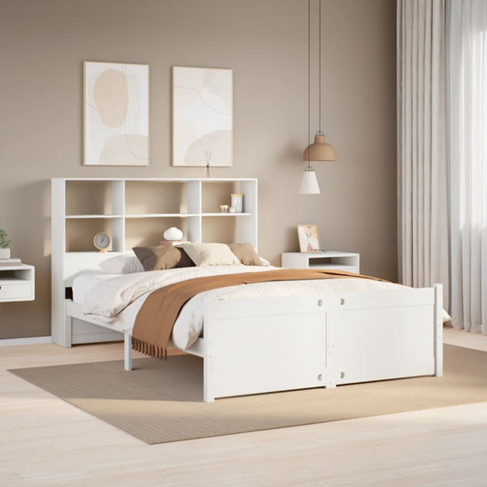 Letto Libreria senza Materasso Bianco 140x200 cm Legno di Pino