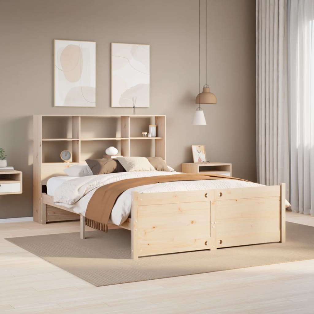 Letto Libreria senza Materasso 160x200 cm in Legno di Pino - homemem39