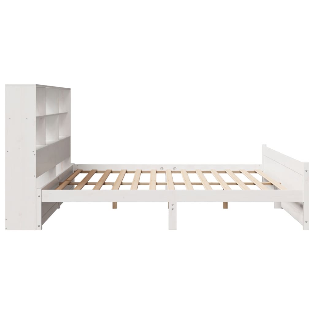 Letto Libreria senza Materasso Bianco 200x200 cm Legno di Pino