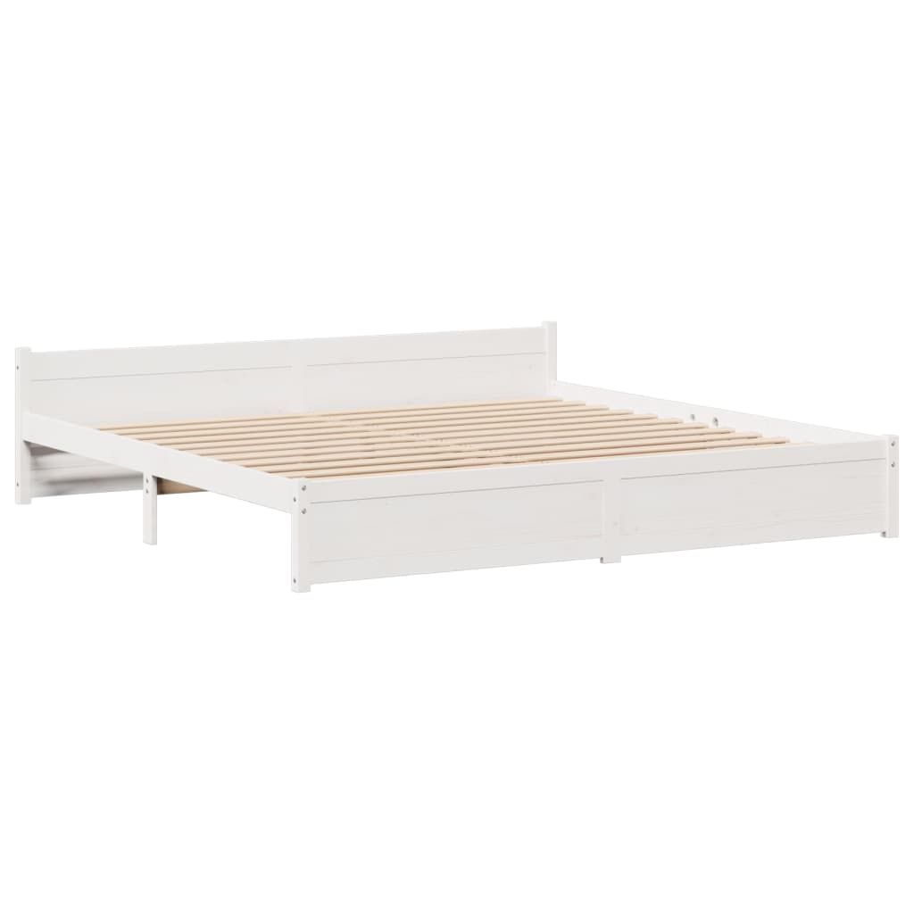 Letto Libreria senza Materasso Bianco 200x200 cm Legno di Pino