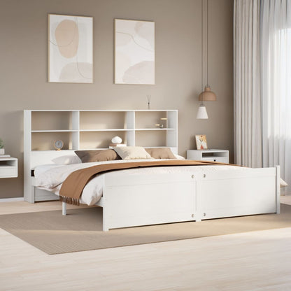 Letto Libreria senza Materasso Bianco 200x200 cm Legno di Pino