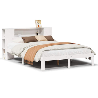 Letto Libreria senza Materasso Bianco 140x190 cm Legno di Pino - homemem39