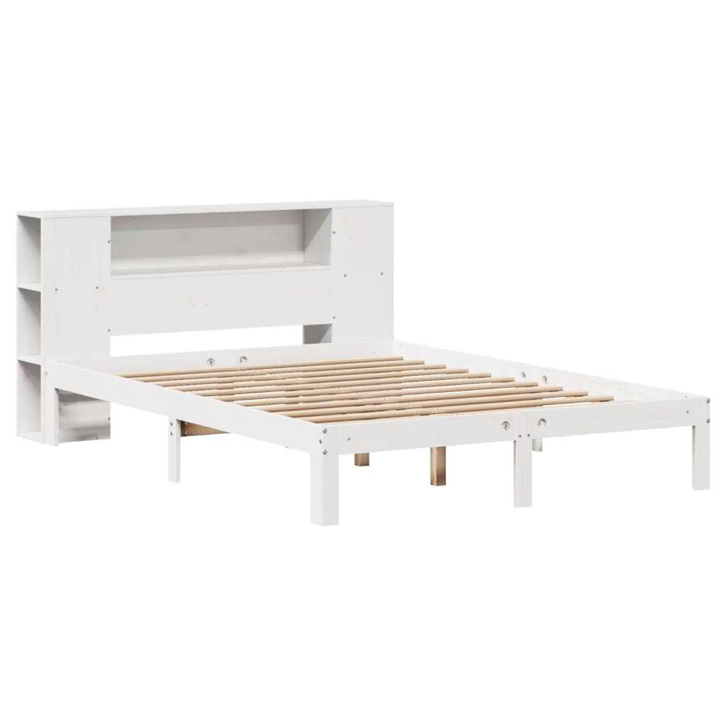 Letto Libreria senza Materasso Bianco 150x200 cm Legno di Pino