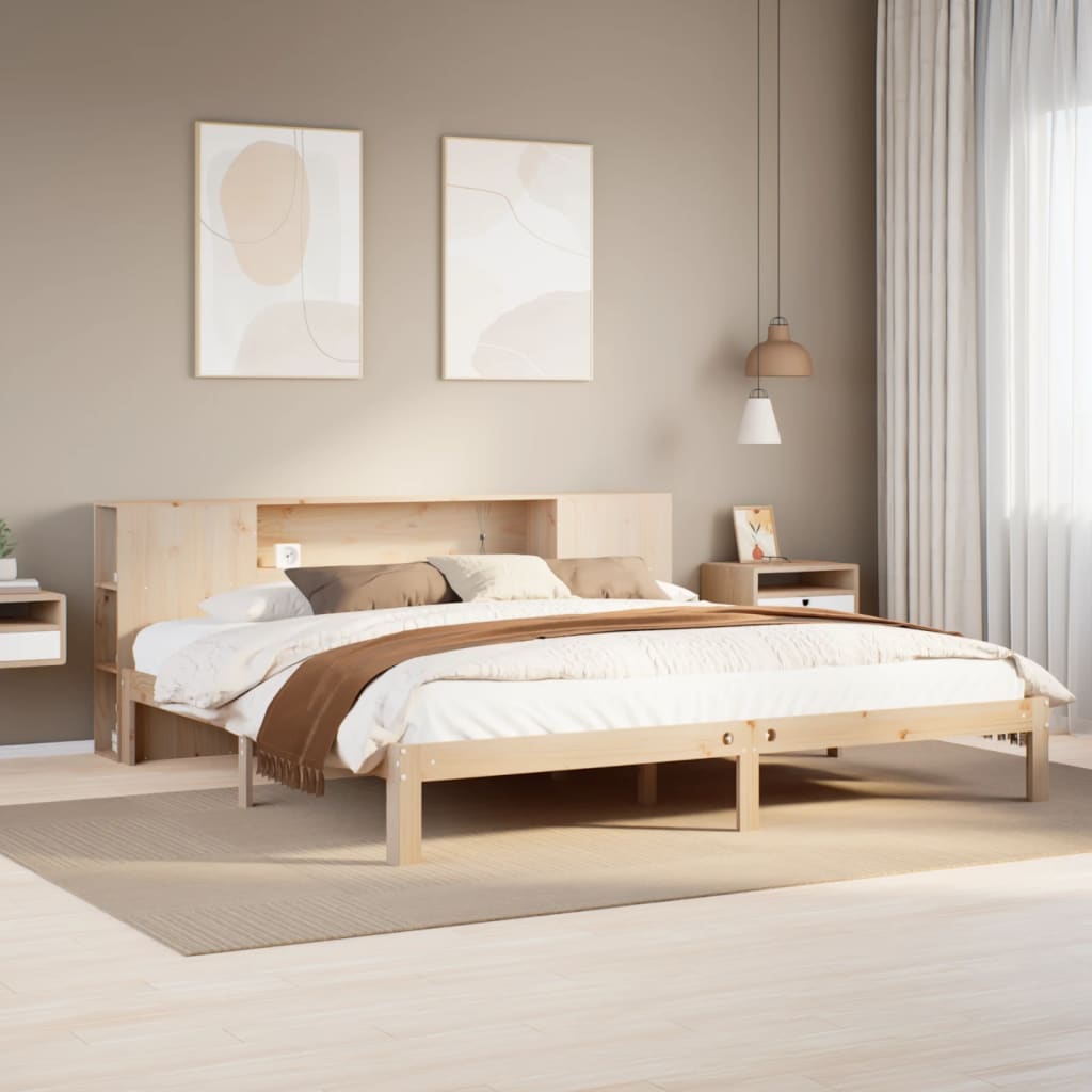 Letto Libreria senza Materasso 180x200 cm in Legno di Pino - homemem39