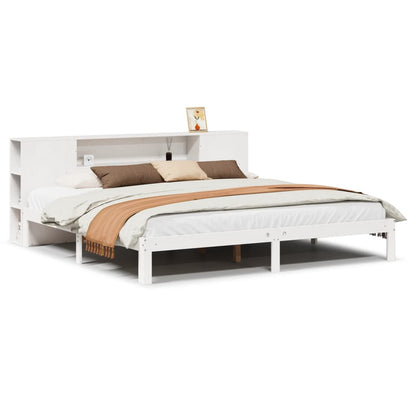 Letto Libreria senza Materasso Bianco 200x200 cm Legno di Pino - homemem39