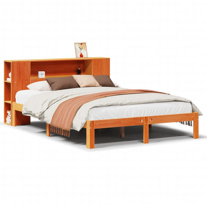 Letto Libreria senza Materasso Marrone Cera 135x190 cm in Pino