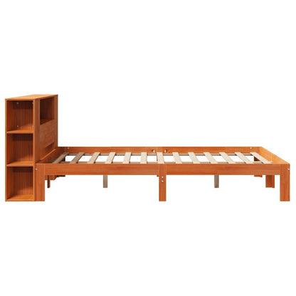 Letto Libreria senza Materasso Marrone Cera 135x190 cm in Pino
