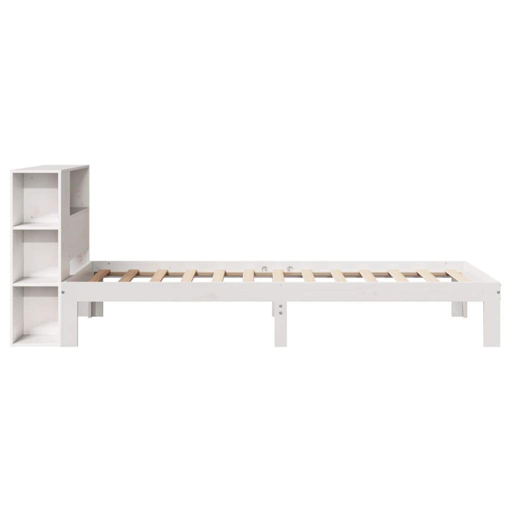 Letto Libreria senza Materasso Bianca 90x200 cm Legno di Pino