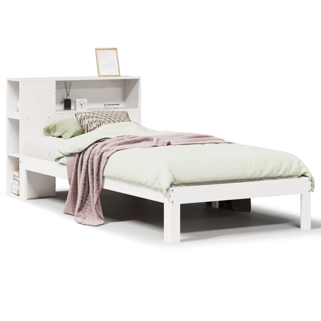Letto Libreria senza Materasso Bianco 100x200 cm Legno di Pino - homemem39