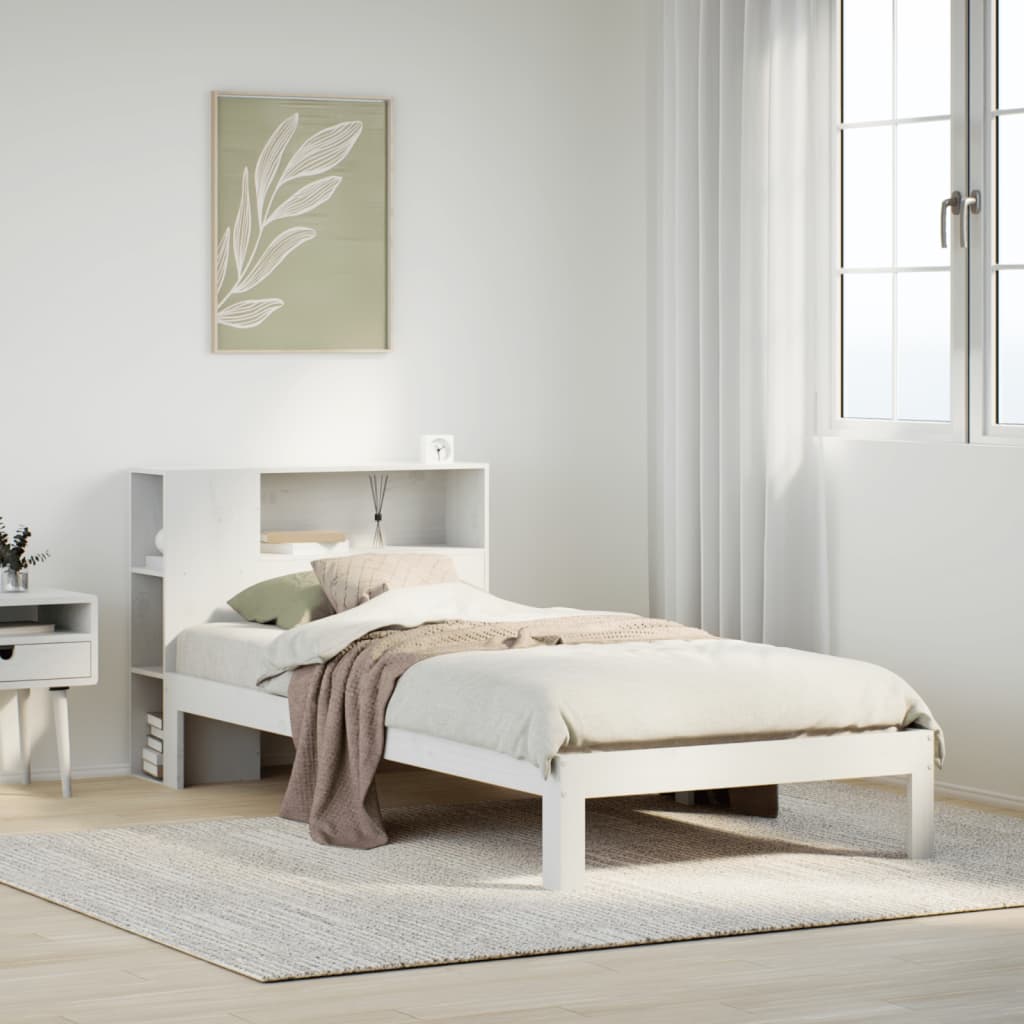 Letto Libreria senza Materasso Bianco 100x200 cm Legno di Pino - homemem39