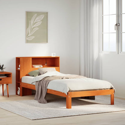 Letto Libreria senza Materasso Marrone Cera 75x190 cm in Pino - homemem39