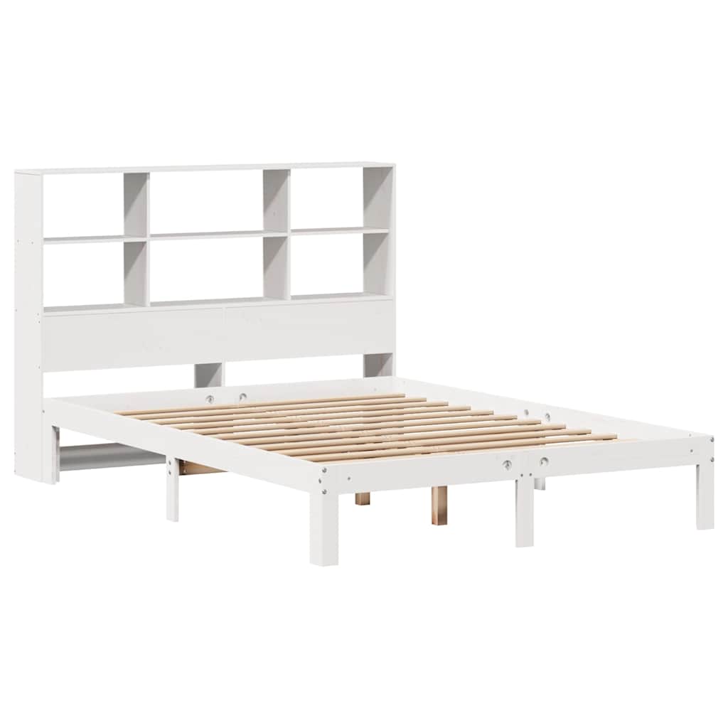 Letto Libreria senza Materasso Bianco 160x200 cm Legno di Pino | homemem39