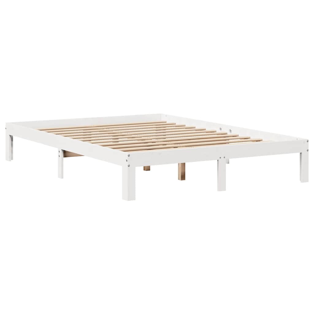 Letto Libreria senza Materasso Bianco 160x200 cm Legno di Pino | homemem39
