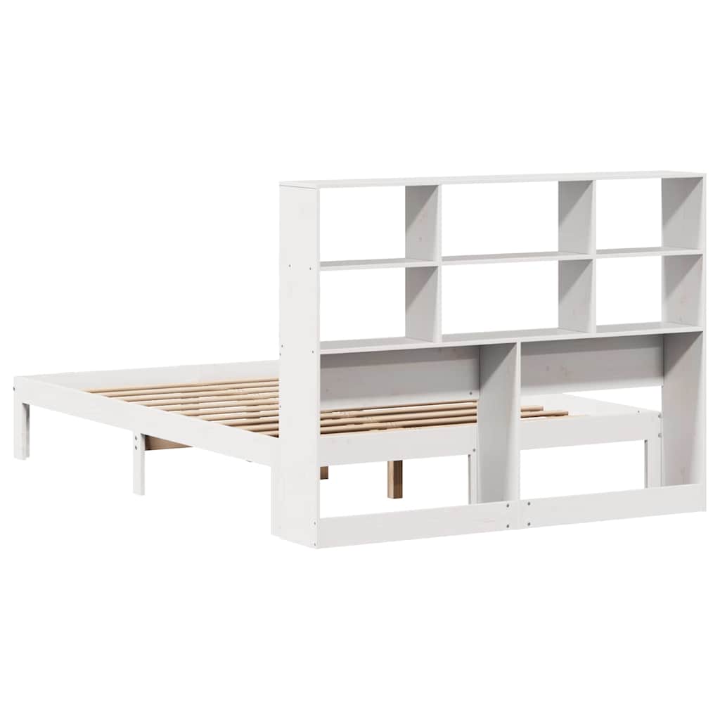 Letto Libreria senza Materasso Bianco 160x200 cm Legno di Pino | homemem39