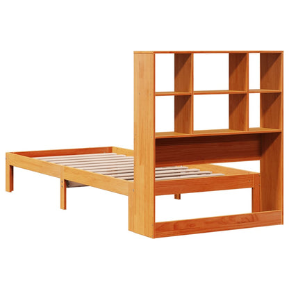 Letto Libreria senza Materasso Marrone Cera 75x190 cm in Pino